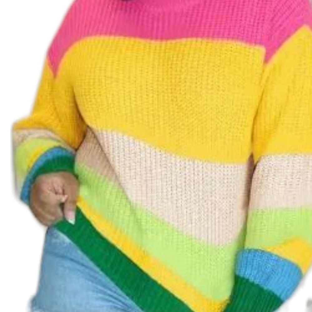 Colorful Striped Sweater, Pullover Spring Summer Colors, Size S, M, L